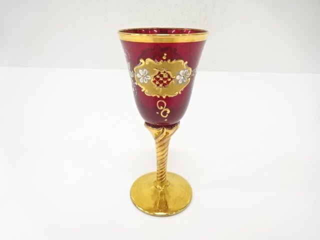 JAPANESE COLLECTIBLE / VENETIAN GLASS WINE GLASS (16 CM) WESTERN TABLE